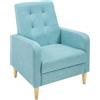 WOLTU Poltrona da Salotto, Poltrona Relax con Schienale Alto, Blu | Sedia di Relax con Pieno Legno Massello Piedi, Seduta Imbottita, Rivestimento in Lino, per Salotto, Ufficio