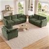 REXO 3-2-1 Divano Combinazione Divano Set Modulare Libera Combinazione Tessuto Ciniglia 3 Posti + 2 Posti + Poltrona con Cuscino Imbottito Morbido Design Moderno Verde
