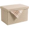 Oceano Pouf Contenitore Pieghevole Poggiapiedi Sgabello in Misto Lino Cassapanca Bauletto Ottomane Porta Giochi Organizzatore Poltrona per Soggiorno Ingresso Camera da letto (Beige 48x30x30)