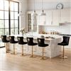 Relbiety Set di 6 Sgabelli da bar Velluto Altezza Regolabile,Nero Oro | Sgabelli Cucina Moderni con schienale testa di leone, Girevole 360°, Base Metallo dorato