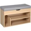 HOMCOM Scarpiera 2 in 1 con Seduta Imbottita per Entrata 80 x 30 x 48cm | Panca in Legno, Scomparto Nascosto, per Ingresso