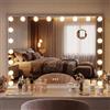CLP Specchio Trucco Norlina 80x60 cm con Luci LED Dimmerabili, 3 Modalita di Illuminazione e USB. Specchio Hollywood da Parete o da Tavolo, Colore:bianco