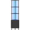 HOOBRO Libreria Verticale Angolare con LED e Mobile Contenitore, Scaffale Industriale da Esposizione, Pannelli a Motivo Diamante, per Soggiorno, Studio, Camera, Cucina, Nero EBB147DCJ01