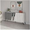 Indomita Madia 4 Ante Fiona 180x35,6x82H Colore Bianco Vintage e Cemento
