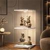 AZJSAHAH Vetrina in vetro con illuminazione a LED, bianca, 1 anta e 2 ripiani