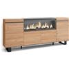 Skraut Home | Credenza, Mobile, Cucina | Madia, mobile ingresso | 210 | 4 Porte | Camino elettrico XXL | Design industriale | Stile moderno | Rovere