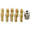 UrbanHui Set di 11 mandrini per trapano elettrico, in ottone, 0,5-3,2 mm, con dado argentato per utensili rotanti