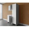 Negrari composizione, Mobile Base appoggio + Pensile + Colonna in Resina, Resistente all'umidità, Interno e Esterno, Bianco