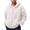 Generico Giacca Pile Uomo con Zip,Felpa Pile Teddy Uomo Maniche Lunghe con Cappuccio E Cerniera Intera Caldo Giacche Tinta Unita in Morbido Peloso Termica Cappotto Casual Invernale Outdoor