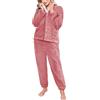 Tuopuda Pigiama Donna Invernale Pile Pigiami Due Pezzi, Pigiama Felpato Set da Casa con Bottoni Felpa Manica Lunga e Pantalone Lungo Indumenti da Notte Loungewear