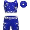 dPois Completo Sportivo da Danza Hip Hop Bambina Tuta da Ginnastica Artistica Ballo di Strada Crop Top Canotta Sportiva + Pantaloncini Sportivi Shorts + Fascia per Capelli