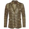 Lars Amadeus Giacca da Uomo con Stampa Leopardata Animalier con Risvolto Dentellato Leggero