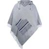 Virblatt - Poncho Uomo Invernale | 100% Cotone | Coperta Pile Tabarro Con Cappuccio | Messicano Oversize - Padre Grigio Semplice L-XL