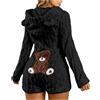 Generic Pagliaccetto da donna soffice orsacchiotto con cappuccio tutina a maniche lunghe tutina gonne loungewear per donna inverno autunno accogliente caldo pile pigiami da donna carino morbido comodo salotto