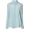 Efloorcoration Camicie da donna in seta 100% vera seta tinta unita a maniche lunghe camicette a bottone 2022 Primavera Estate Ufficio Lady Top Sky Blue XXL