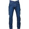 CHEMAGLIETTE! Jeans da Lavoro Uomo Elasticizzati Multitasche Portametro | Denim prelavato 81% cotone stretch, 8 scomparti, tasca velcro e portautensili. Taglie XS-4XL (44-60). Cantiere, officina