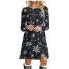 JiJiRuDU Natale Vestito Donna Invernale Abito Stampa Renna Divertente Girocollo Maniche Lunghe Eleganti Mini Abito Vintage Tunic Abiti A Linea Dresses Ginocchio Larghe Natale Costume