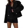 YIzdegg Giacca invernale da donna corta, Cappotto da donna inverno, Caldo misto lana giacca da donna, Elegante bottone reversibile giacca-blazer invernale, Tinta unita cappotto tweed, Casual cappotto