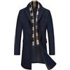 COOFANDY Cappotto invernale da uomo Slim Fit Business Giacca invernale Calda Trench Giacche Cappotto da uomo con Sciarpe a scacchi rimovibili, blu navy, M