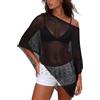 Feclmiyt Poncho da donna Y2K velato con spalle scoperte a spalle scoperte in maglia a rete trasparente poncho all'uncinetto mantello copricostume da spiaggia