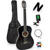 AMROVA Pack Chitarra Classica 3/4 Bambino per Mancino (da 9 a 12 anni) 10 Accessori Corte Video e CD (nero)