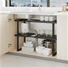 Il Gruppone Passione Casa Organizer sotto Lavello Estensibile Nero Salvaspazio Ripiano Regolabile per Cucina e Bagno Mobiletto Organizzatore per Armadi - 2 Piani