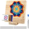 NVIYAM Blocco per Granny Square, 19,5 x 19,5 cm, Pannelli in Legno con 10 Perni in Acciaio Inox e 5 Aghi, per Piccole Parti a Maglia o Uncinetto