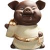 Qikuver Maialino delle Cinque Benedizioni Tea Pet - Figurina in Ceramica Artigianale Violet Sable, Portafortuna e Decorazione per Tavolo da Tè, Regalo per Amanti del Tè e Casa (LU)