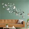 SwirlColor Adesivi Murali a Specchio Farfalla, 48 Pezzi Farfalle Adesivi Argento Acrilico 3d Farfalle Decorative da Parete per Fai Da Te