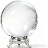 HDCRYSTALGIFTS Sfera di cristallo trasparente di Halloween da 100 mm con supporto in metallo Decor Fortune Teller Ball Mystical Quartz Ball Photography Props FengShui Divinazione Sfere Decorative