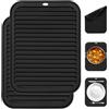 NUTKIT 2 Sottopentola Silicone, 30 x 23 cm Presine da Cucina, Antiscivolo, Resistenti al Calore, Resistenti al Calore, Tappetino Resistente al Calore per Padelle Teiere Ciotole - Nero