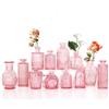 anquephd 12 vasi in vetro piccoli, stile vintage con motivo strutturale, per fiori e decorazioni per la casa (rosa, 12 pezzi)