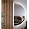 BD Art - Luna - Specchio da bagno LED semirotondo 120x65 cm con illuminazione, IP44, specchio da parete per bagno