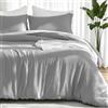 EMME Biancheria da letto in mussola, 100% cotone, 155 x 220 cm, con chiusura lampo, set da 1 copripiumino con 1 federa da 80 x 80 cm, in mussola, Oeko-Tex X, grigio chiaro