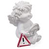 Logbuch-Verlag Angelo IGOR con volante e cartello stradale: statuina angioletto portafortuna in resina bianca, soprammobile decorativo custode, regalo patente neopatentati viaggiatori, 7 cm