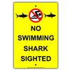 Inga No Swimming Shark Sighted Beach Ocean Safety Alert Warning Funny Retro Targa in metallo 20,3 x 30,5 cm