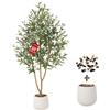 Keeplush Albero di Ulivo Artificiale da 7 Piedi, Grande Albero Falso di Ulivo con Vaso Bianco Alto, Albero Falso per Interni con Frutti Lussureggianti e Realistici per Soggiorno, Camera da Letto