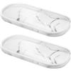 MXGHIR Vassoio da bagno, 2 pezzi, ovale, motivo marmo, in silicone, 25 x 11 cm, vassoio per cosmetici, antiscivolo, per soggiorno, camera da letto, lavandino e cucina