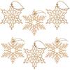 COM-FOUR® 6x set di ciondoli in legno per decorazioni per alberi di Natale | Decorazioni per alberi di Natale per la decorazione - Decorazioni per alberi di Natale con design a fiocco di neve