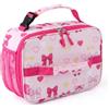 Wusejosapi Borsa Termica per Bambini, Borsa per Pranzo per Bambini, Porta merenda per Bambini, Stampa a Cuore con Fiocco Rosa, Borsa isotermica con Manico per Asilo, Scuola e Gite Picnic