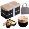PRITOK Set di contenitori per il pranzo, 1400 ml + 600 ml, isolati per adulti, con posate in acciaio inox, adatti al microonde e sacchetto termico (senza BPA, mantenimento di calore per 6 ore)