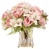 Artifolia Fiori Finti Seta, Fiori Artificiali Gigli Rose Finta 4 Pezzi Rosa | Rose Seta Artigianale 34cm, Rose Grandi da 8cm, Steli Pieghevoli, Senza Odore Zero Cura, per Nozze Casa Balcone Regalo