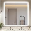S'bagno Bluetooth Specchio Bagno con Luce, Quadrato 100x100cm, Specchio Bagno Led, Antiappannamento, 3 Colori, Dimmerabile, Funzione di Memoria, Vetro Temperato, IP44 Impermeabile, CRI>90