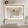 Dileci - Specchio da parete a LED 60 x 80 cm con cornice in legno - Illuminazione incorporata luce calda o bianca - Pulsante touch, funzione disappannamento e striscia LED impermeabile - ideale per il