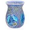 SUMNACON Lampada profumata in vetro con portacandela, portacandela Kalebasse, lampada aromatica, diffusore di aromi, per olio profumato e cera profumata, motivo mosaico (blu)