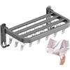 Generic Stendibiancheria - Appendiabiti pieghevole retrattile da parete, 40 cm, in acciaio al carbonio, stendibiancheria con 18 clip, gancio pieghevole retrattile da parete, appendiabiti da parete accordiano