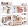 Himimi Stand Appendiabiti con 6 Ripiani, Asta Appendiabiti Estensibile | Metallo Armadio Aperto Carico Pesante 450kg, Cabina Armadio Stabile e Robusta, (182-240)xH198 cm per Camera da Letto, Bianco