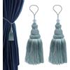 Aokbean 2 fermatenda colorati per tende, 24 cm, nappe in seta per mobili antichi, in terilene, per porte, armadi, decorazione per la casa (blu e bianco latte)