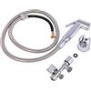 Rousseau Set doccia WC, kit igienico completo in ABS con doccia, supporto e rubinetto a 3 vie, cromato
