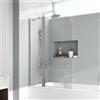 EMKE Divisione doccia per vasca da bagno, 100 x 140 cm, pannello doccia pieghevole per vasca da bagno 6 mm, vetro di sicurezza